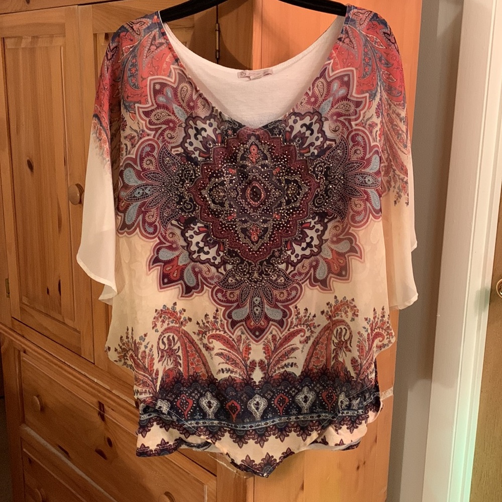 Boutique Embellished Boho Blouse